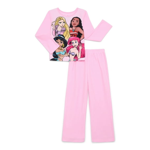 Disney Princess Girls Long Sleeve Top and Pants, 2-Piece Pajama Set, Sizes 4-12