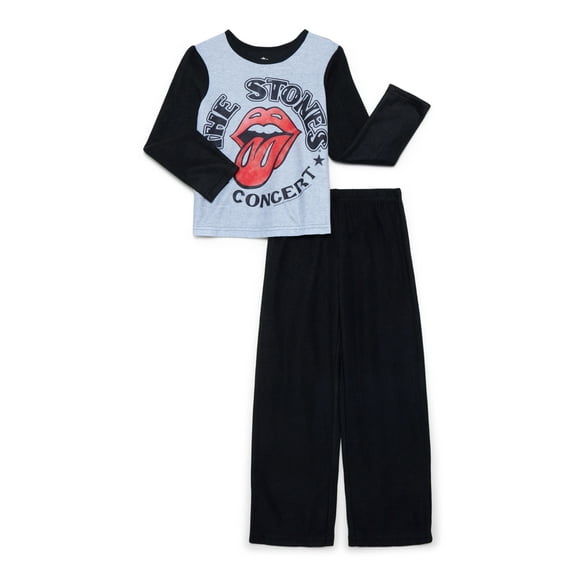 The Rolling Stones Girls Long Sleeve Top and Pants, 2-Piece Pajama Set, Sizes 4-12