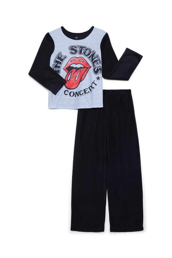 The Rolling Stones Girls Long Sleeve Top and Pants, 2-Piece Pajama Set, Sizes 4-12