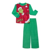 How The Grinch Stole Christmas Girls Long Sleeve Top and Pants, 2-Piece Pajama Set, Sizes 4-12