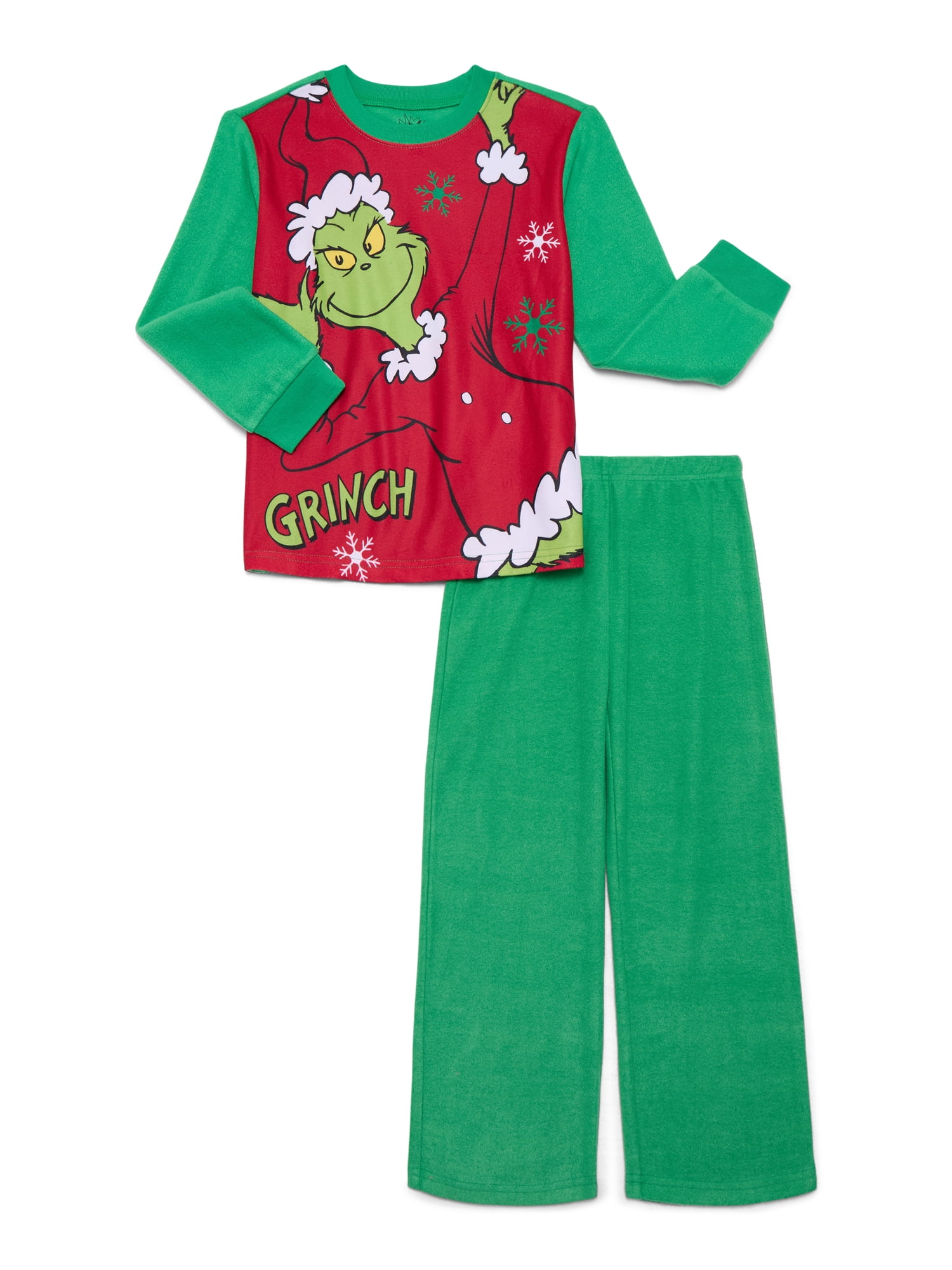 How The Grinch Stole Christmas Girls Long Sleeve Top and Pants, 2-Piece Pajama Set, Sizes 4-12