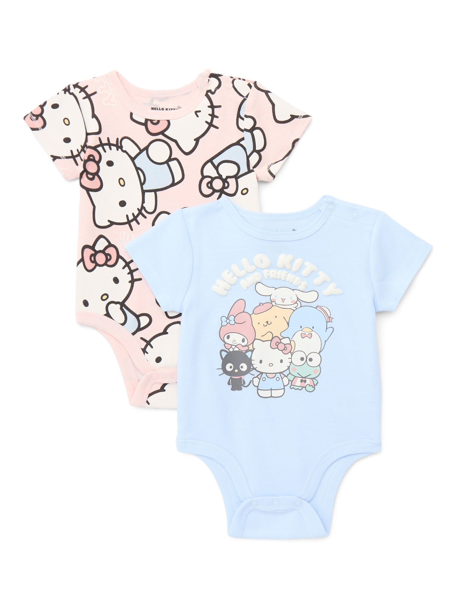 Hello Kitty Baby Boys or Girls Print One Piece Bodysuit, 2-Pack, Sizes 0/3M-24M