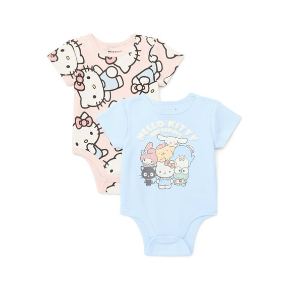 Hello Kitty Baby Boys or Girls Print One Piece Bodysuit, 2-Pack, Sizes 0/3M-24M