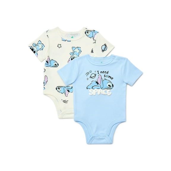 Disney Lilo and Stitch Baby Boys or Girls Graphic One-Piece Bodysuits, 2-Pack, Sizes 0/3M-24M