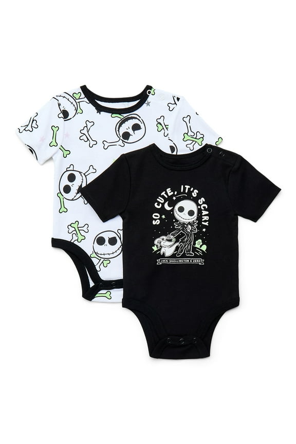 Nightmare Before Christmas Baby Boys or Girls Graphic One-Piece Bodysuits, 2-Pack, Sizes 0/3M-24M