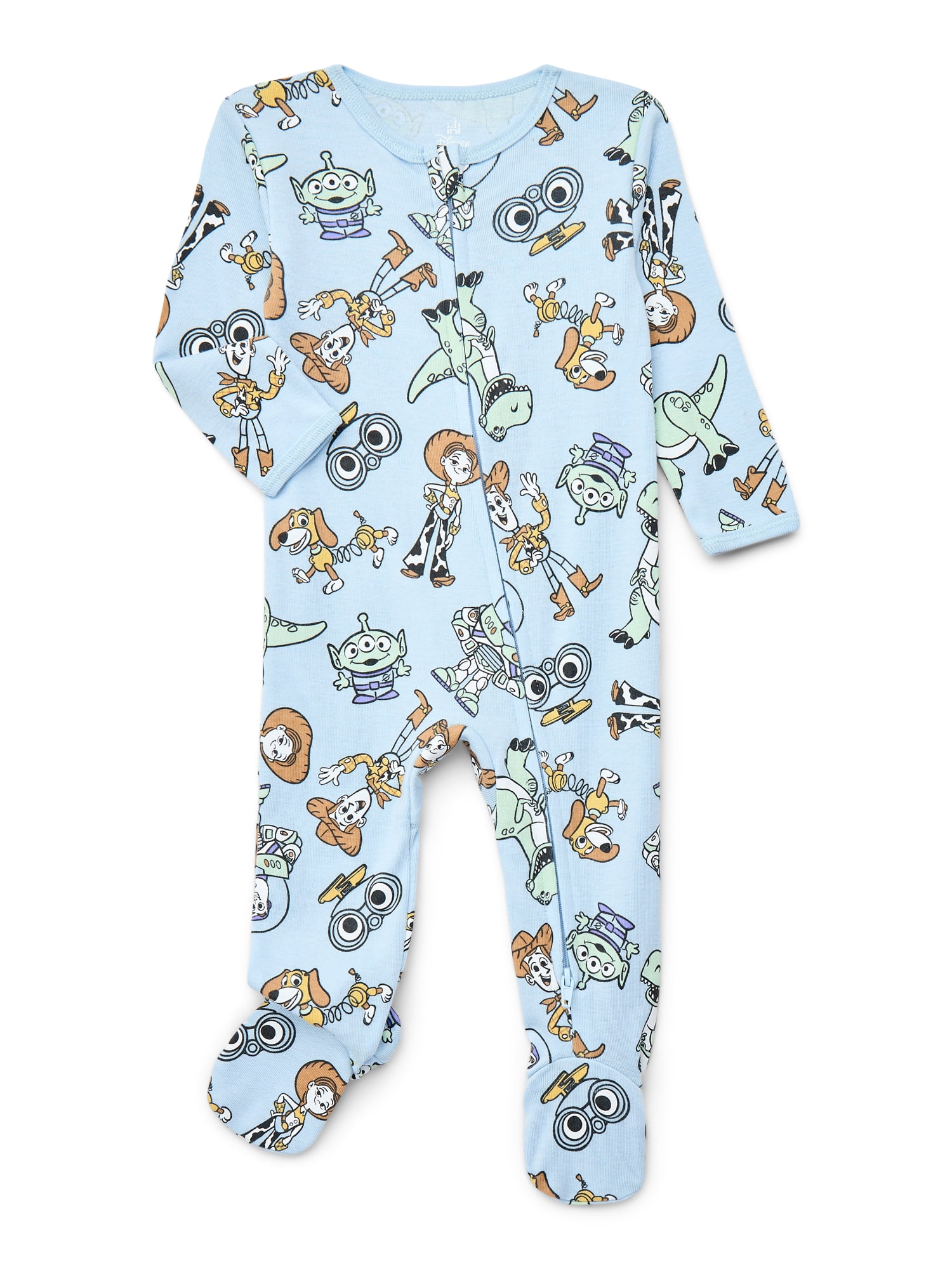 Toy Story Baby Boys or Girls Two-Way Zip Front Footed Pajama One-Piece, Sizes 0-6/9M