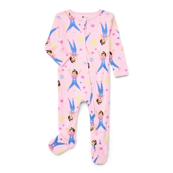 Ms. Rachel Baby Boys or Girls Two-Way Zip Front Footed Pajama One-Piece, Sizes 0-6/9M