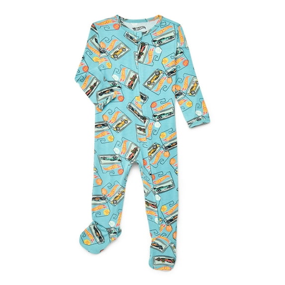 Hot Wheels Baby Boys or Girls Two-Way Zip Front Footed Pajama One-Piece, Sizes 0-6/9M
