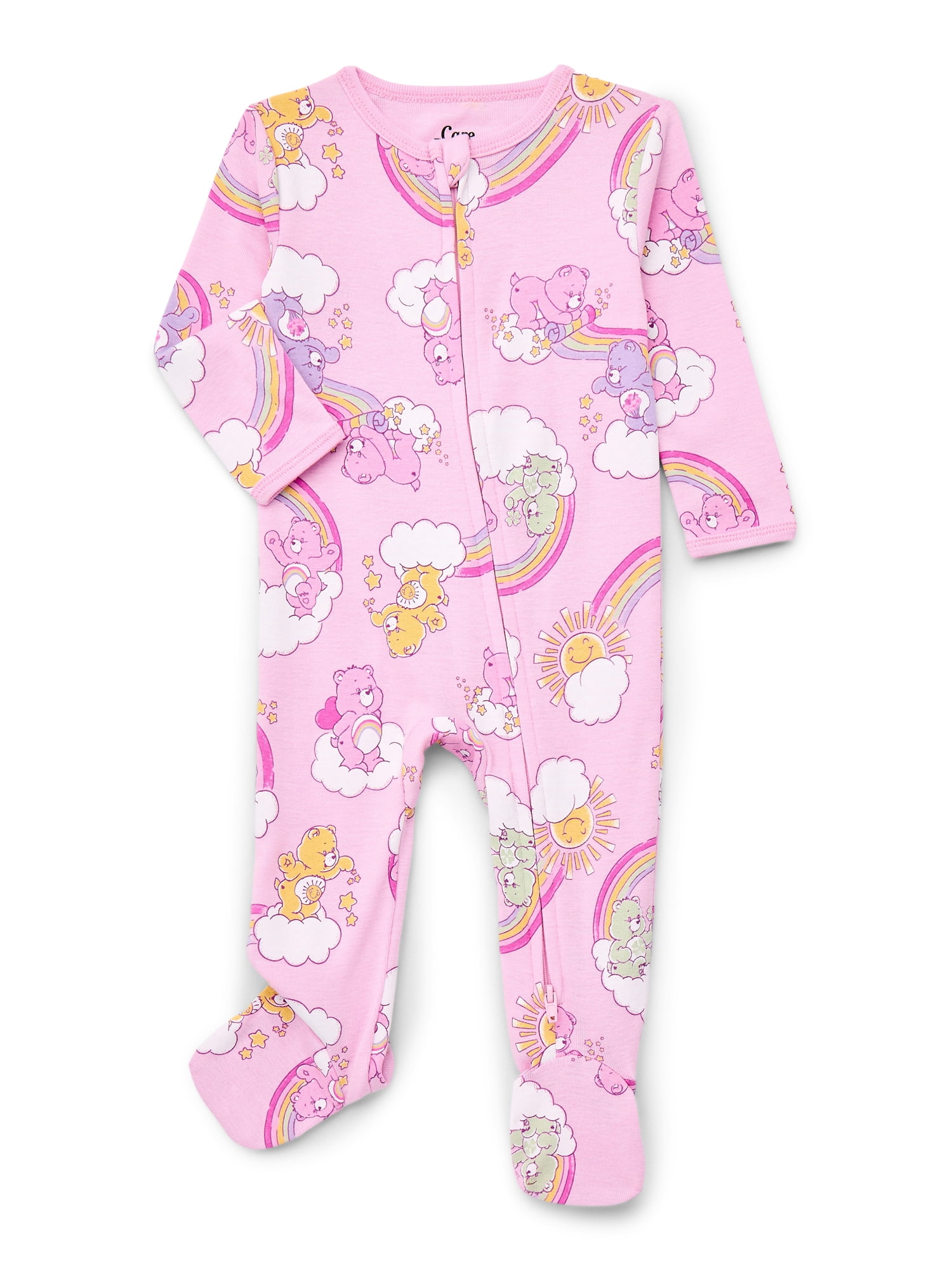 Care Bears Baby Boys or Girls Two-Way Zip Front Footed Pajama One-Piece, Sizes 0-6/9M