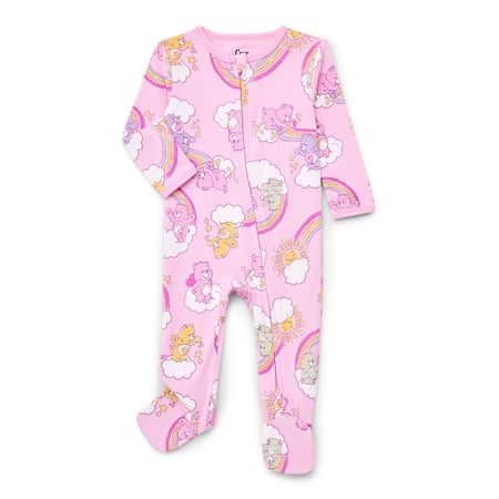 Care Bears Baby Boys or Girls Two-Way Zip Front Footed Pajama One-Piece, Sizes 0-6/9M