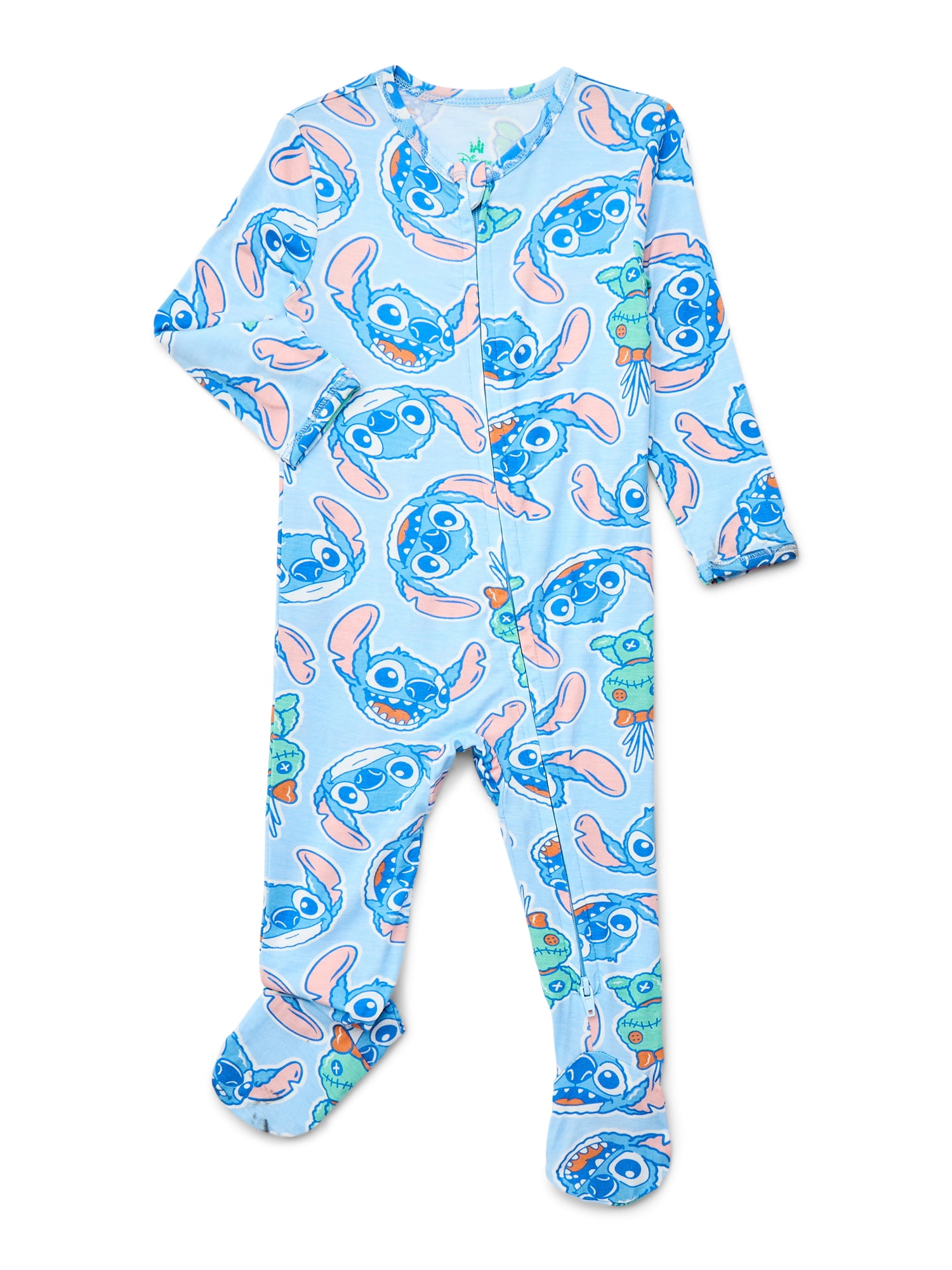 Disney Lilo and Stitch Baby Boys or Girls Two-Way Zip Front Footed Pajama One-Piece, Sizes 0-6/9M