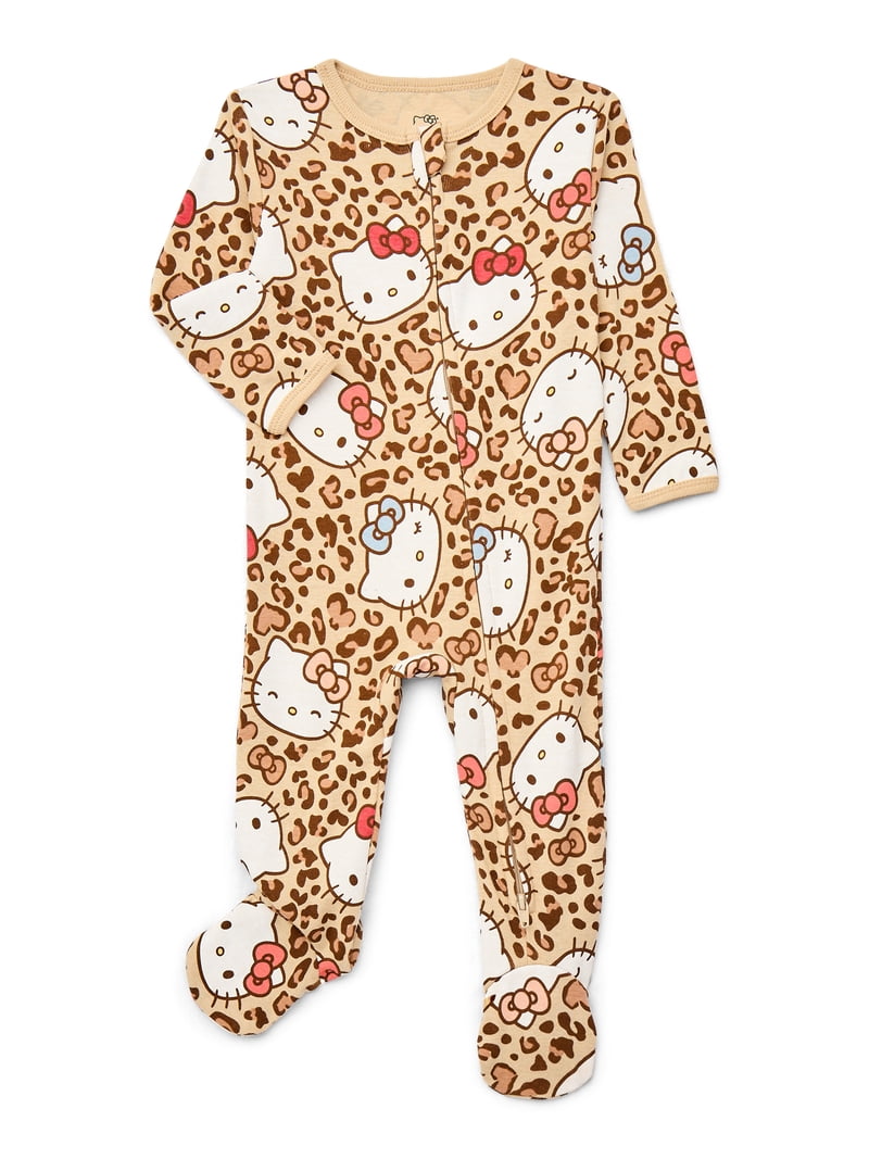Hello Kitty Baby Girls Two-Way Zip Front Footed Pajama One-Piece