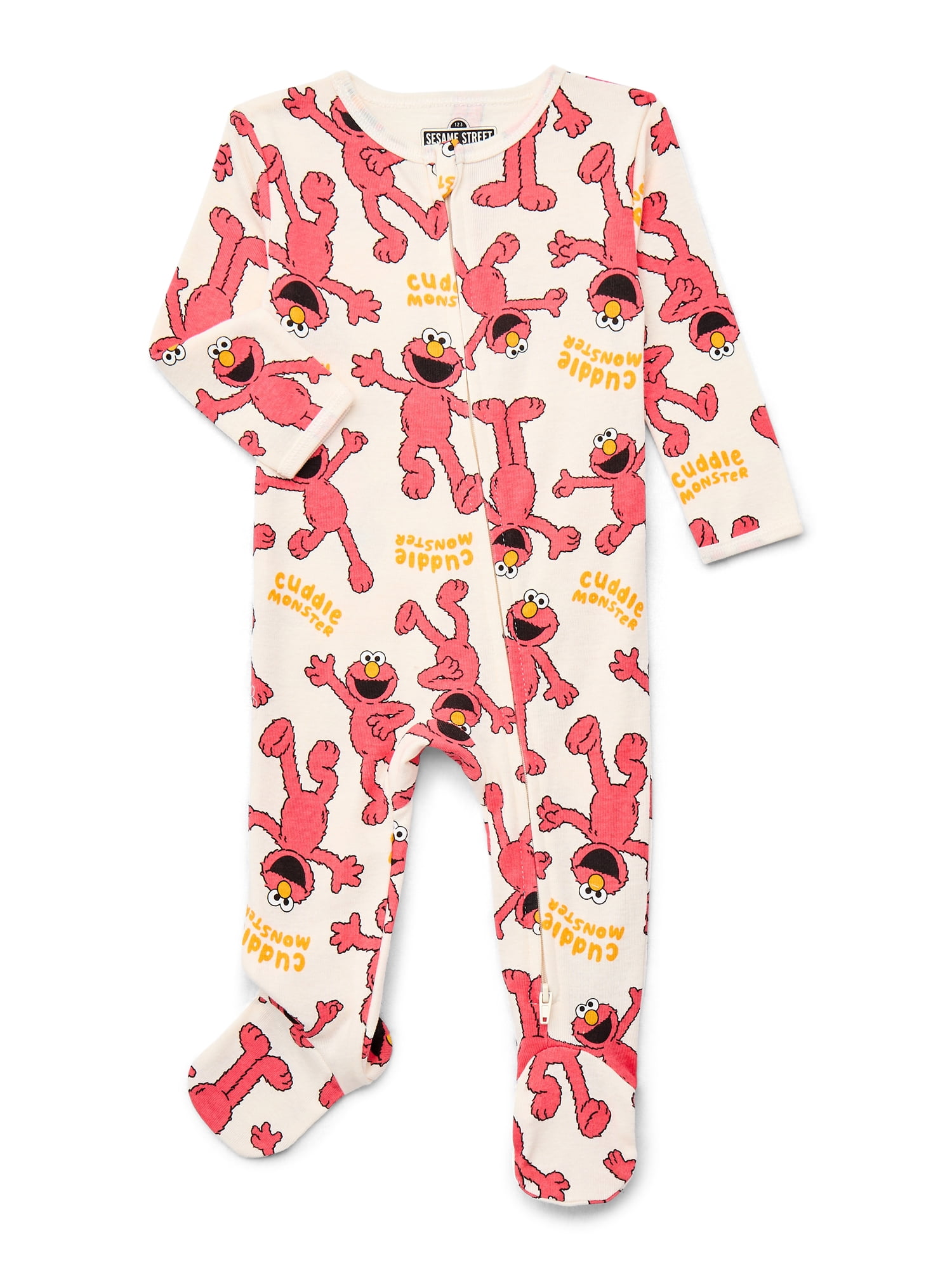 Elmo Baby Boys or Girls Two-Way Zip Front Footed Pajama One-Piece, Sizes 0-6/9M