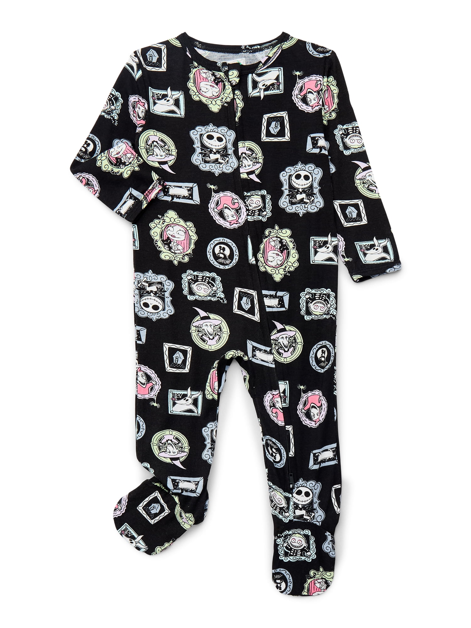 Nightmare Before Christmas Baby Boys or Girls Two-Way Zip Front Footed Pajama One-Piece, Sizes 0-6/9M