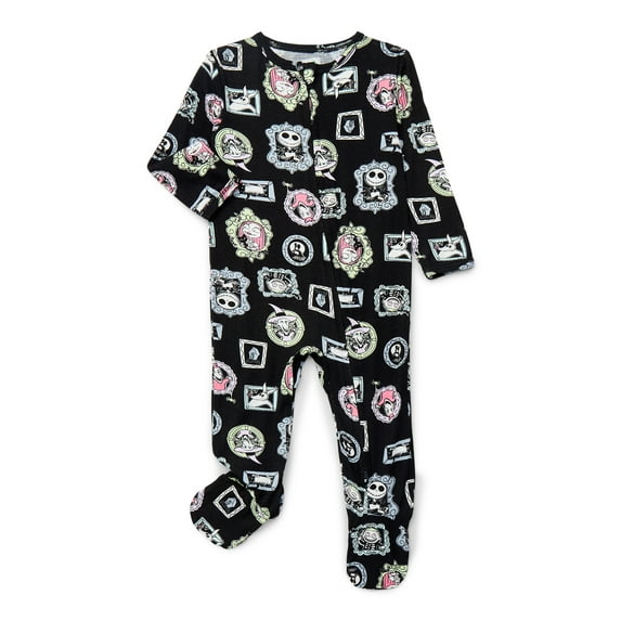 Nightmare Before Christmas Baby Boys or Girls Two-Way Zip Front Footed Pajama One-Piece, Sizes 0-6/9M
