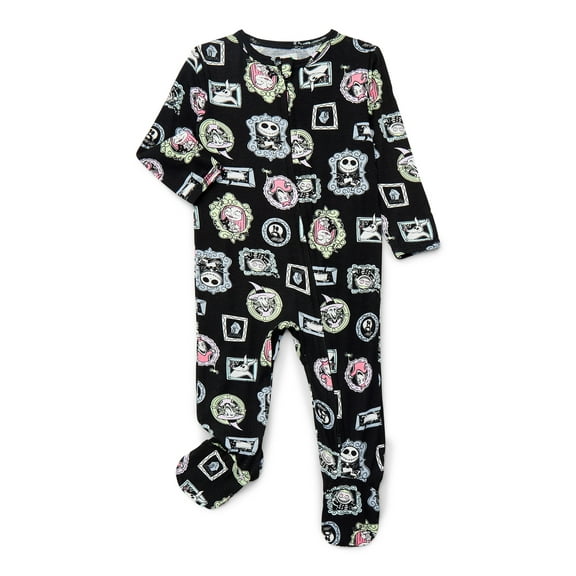 Nightmare Before Christmas Baby Boys or Girls Two-Way Zip Front Footed Pajama One-Piece, Sizes 0-6/9M