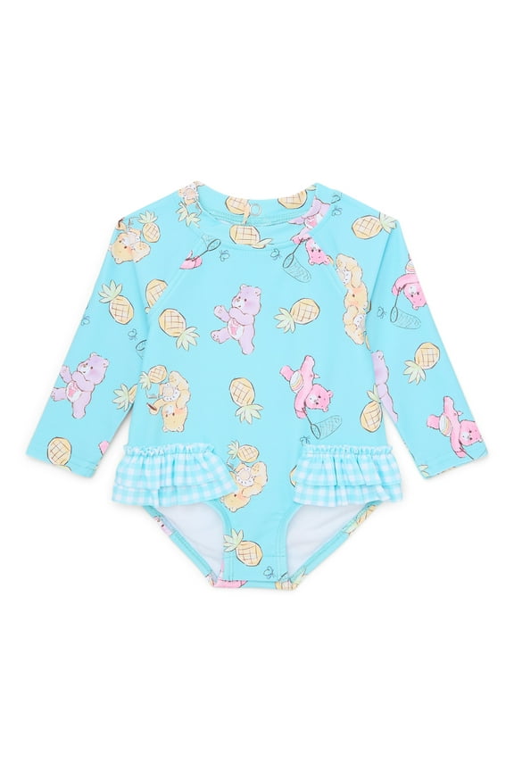 Character Baby Girl Long- Sleeve Ruffle Rash Guard Swimsuit, One- Piece, Sizes 0M-12M
