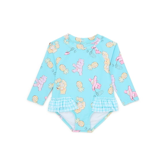 Character Baby Girl Long- Sleeve Ruffle Rash Guard Swimsuit, One- Piece, Sizes 0M-12M
