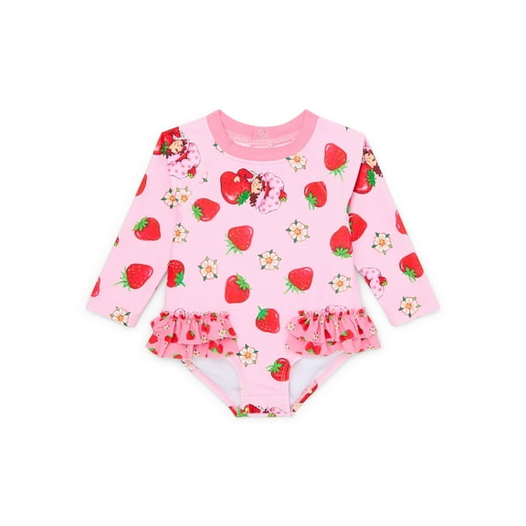 Character Baby Girl Long- Sleeve Ruffle Rash Guard Swimsuit, One- Piece, Sizes 0M-12M