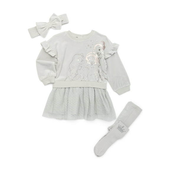 Character Baby Girls Dress Set with Tights and Matching Bow Headband, 3-Piece, Sizes 0/3 Months-24 Months