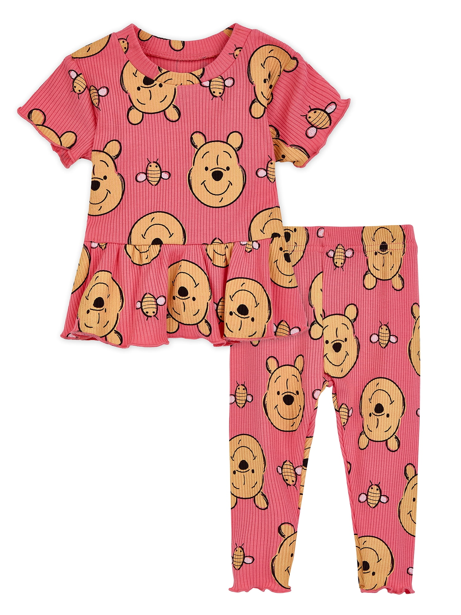 Character Baby Girls Rib Short Sleeve Top & Leggings Set, 2-Piece, Sizes 0/3 Months-24 Months