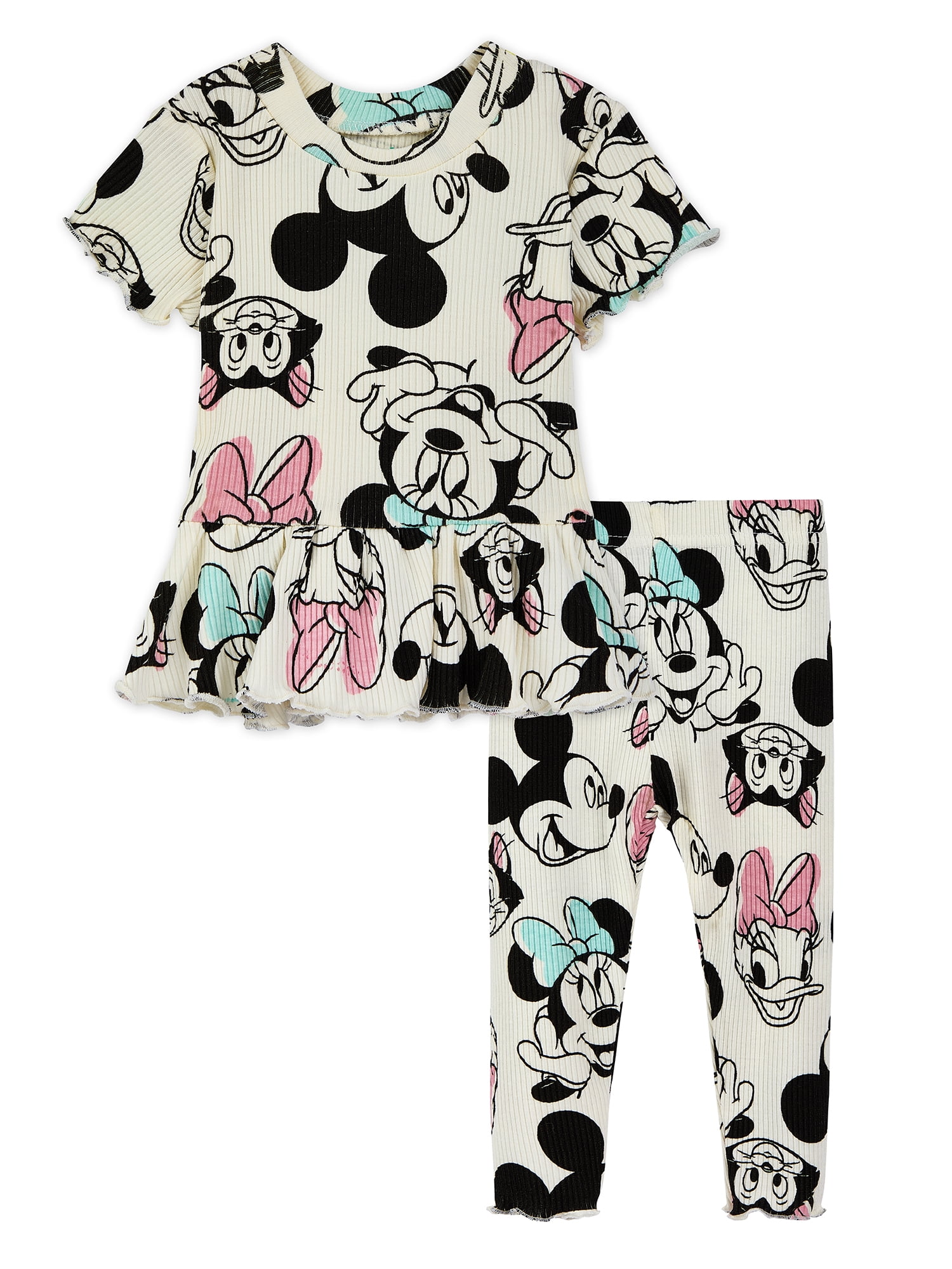 Walmart daily deals:  Character Baby Girls Rib Short Sleeve Top & Leggings Set, 2-Pice, Sizes 0/3 Months-24 Months