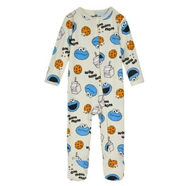 Newborn Sleepwear: Blue Monkey Star Snap Front Footed