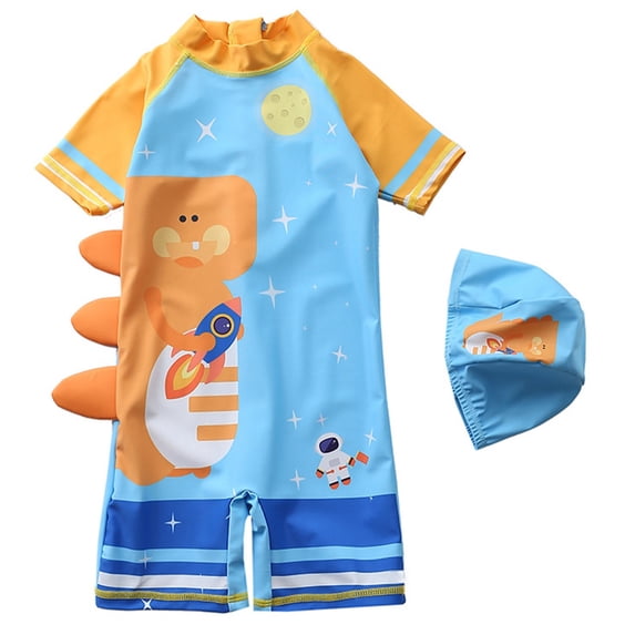 Character Boy Swimwear Sets Long/short Sleeve Rash Guard Bathing Suits Swimwear Sets Beach Holiday Clothes Sky Blue 1-2 Years