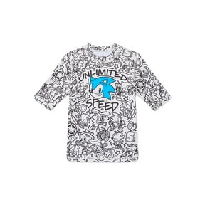 Sonic the Hedgehog Boys Short Sleeve Rashguard with UPF 50, Sizes 4-12
