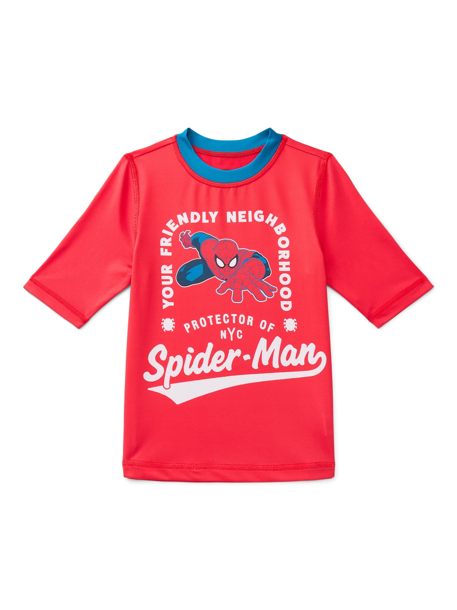 Spider-Man Boys Short Sleeve Rashguard with UPF 50, Sizes 4-12