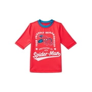 Spider-Man Boys Short Sleeve Rashguard with UPF 50, Sizes 4-12