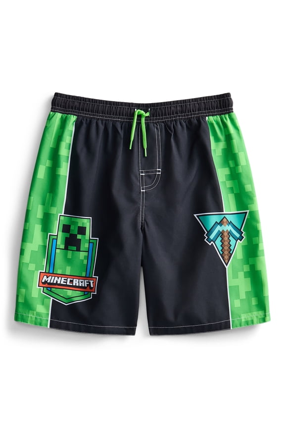 Minecraft Boys Creepers Swim Trunks with UPF 50, Sizes 4-16