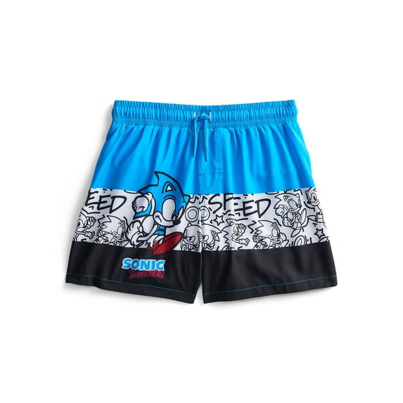 Sonic the Hedgehog Boys Swim Trunks with UPF50, Sizes 4-16