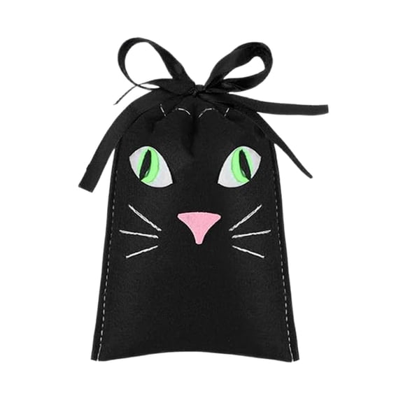 Character Drawstring Halloween Treat Bag, Gothic Tabletop Candy Station Decor, Reusable Small Gift Pouch for Entryway and Mantel Seasonal Displays