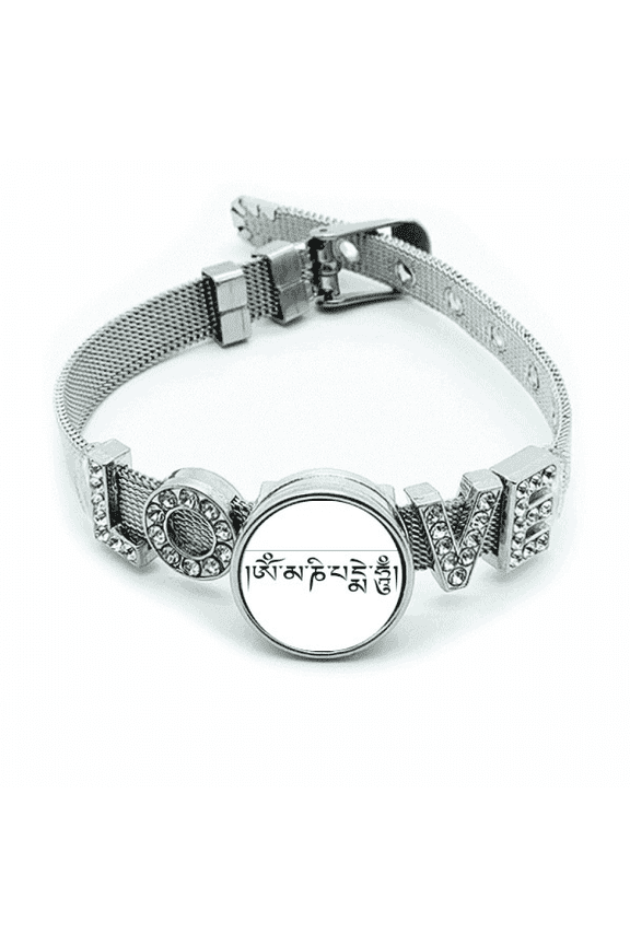 Character Figure Words Bracelet Wristband Crystal Love Adjustable Bangle