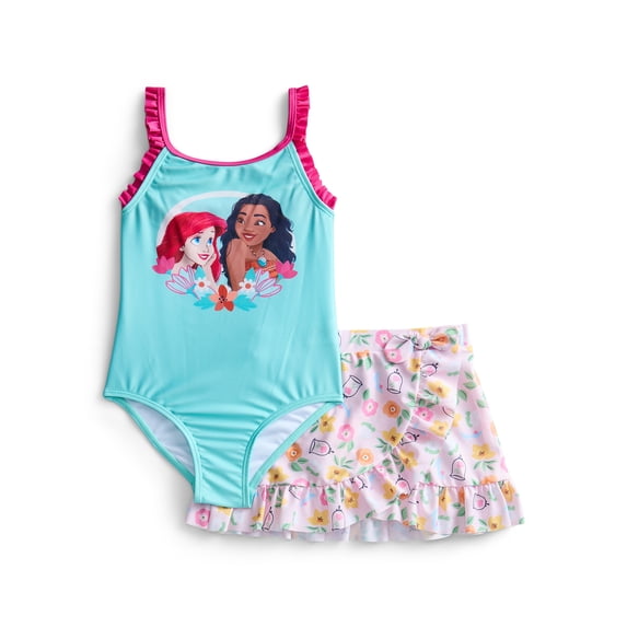Character Girls Swimsuit with Skirt Set, Princess, Size 12M-5T