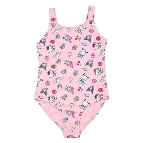 Wonder Nation Girls Hello Kitty Character One Piece Swimsuit, Sizes 4-12