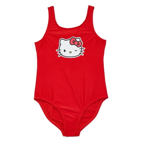 Wonder Nation Girls Hello Kitty Character One Piece Swimsuit, Sizes 4-12