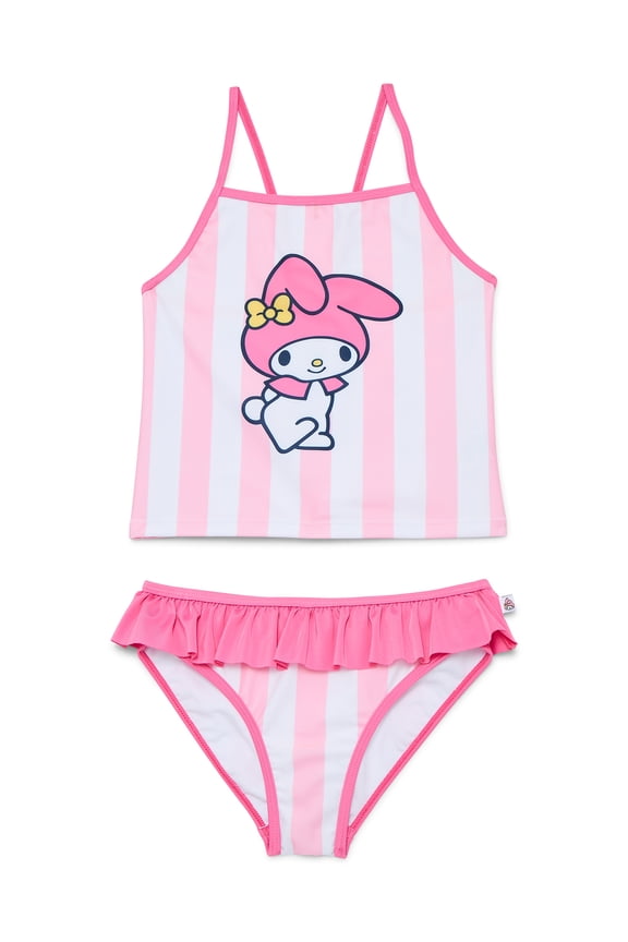 Wonder Nation Girls Hello Kitty My Melody Tankini Top and Bikini Bottoms Set, 2-Piece, Sizes 4-12
