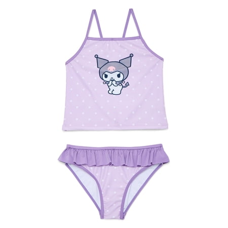 Dreamwave Apparel Wonder Nation Girls Hello Kitty Kuromi Tankini Top and Bikini Bottoms Set, 2-Piece, Sizes 4-12
