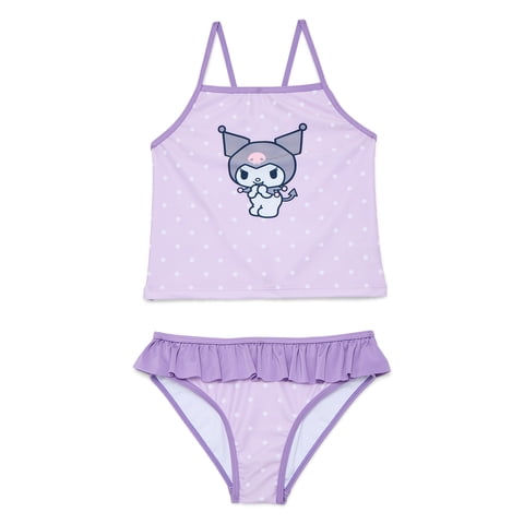 Wonder Nation Girls Hello Kitty Kuromi Tankini Top and Bikini Bottoms Set, 2-Piece, Sizes 4-12