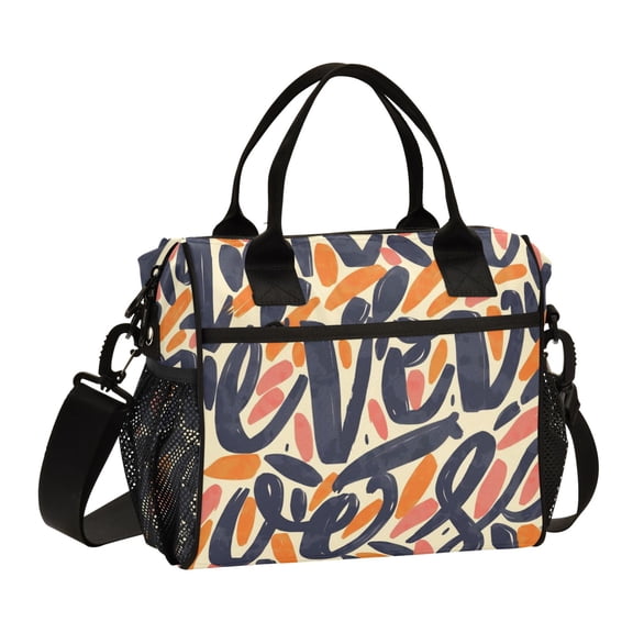 Character Graffiti Lunch Bag Insulated Lunch Box Leakproof Reusable Cooler Tote Adjustable Shoulder Strap for Men Women 9L