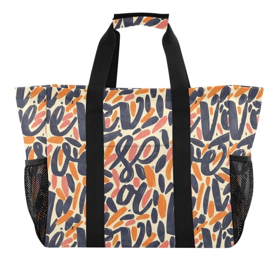 Character Graffiti Reusable Grocery Bags with Handle Side Pocket Waterproof Shopping Portable Tote