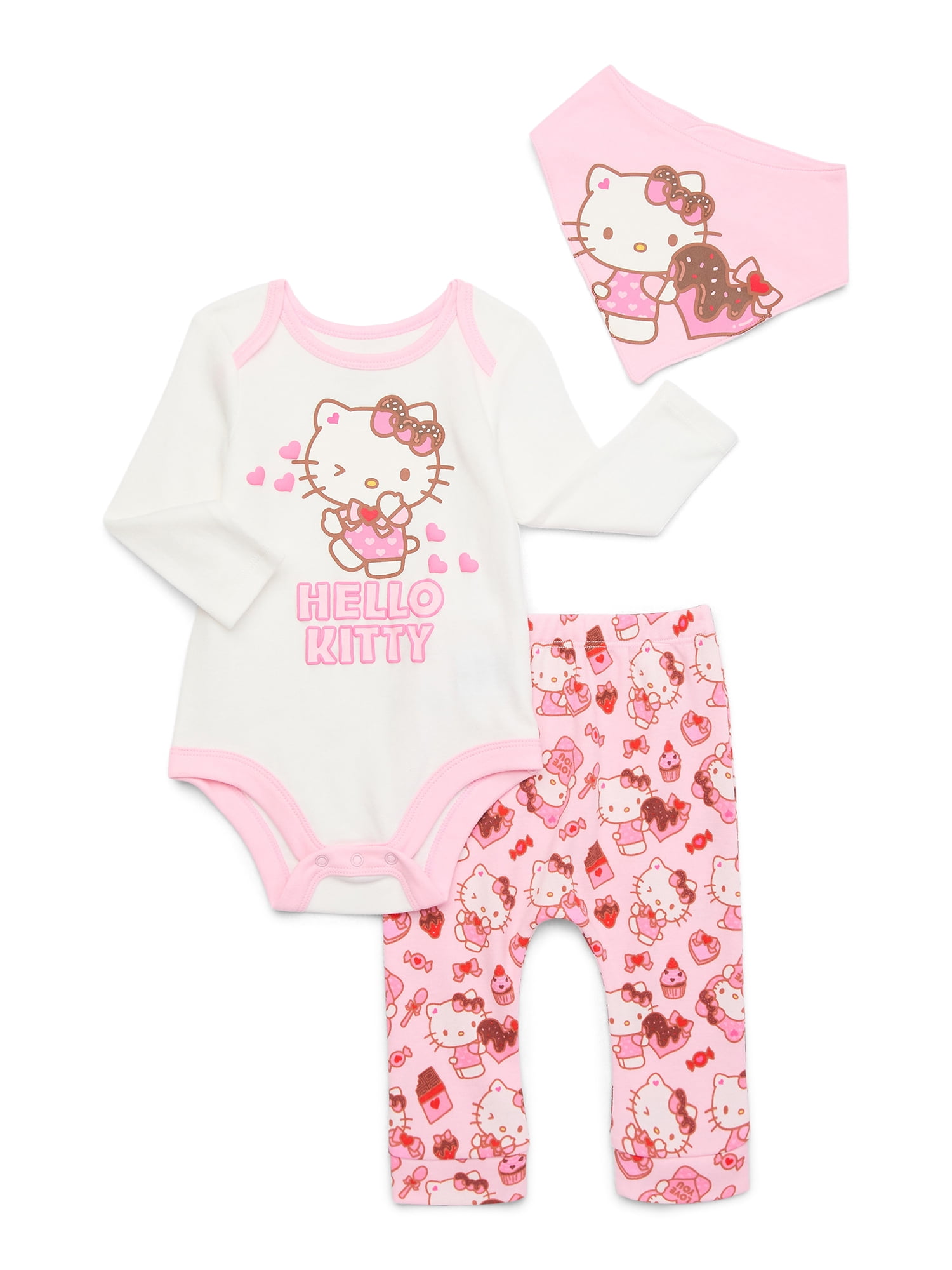 Character Infant Baby Valentine's Day Take Me Home, Bib, Long-Sleeve Bodysuit, and Pants Outfit Set, 3-Piece Sizes Newborn-12 Months
