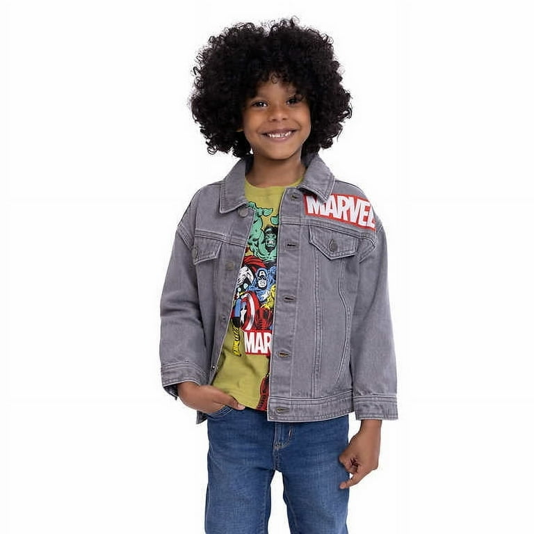 Character Kids Denim Jacket and T Shirt Set Gray Marvel 3T