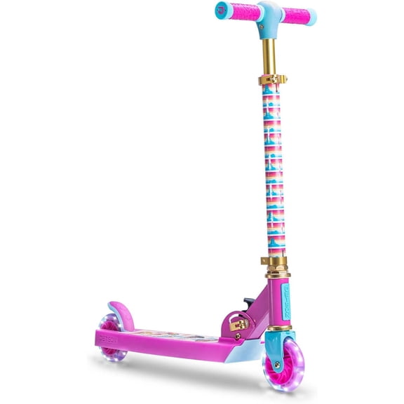 Character Kids Kick Scooter, LED Lights on Stem & Light-Up Wheels, Lightweight Frame, Height-Adjustable Handlebar, Lean-to-Steer System, Easy-Fold Mechanism