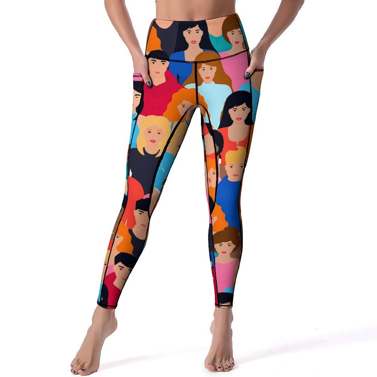 Character LeggingsDifferent Ethnic Faces Push Up Yoga Pants Retro Character LeggingsDifferent Ethnic Faces Push Up Yoga Pants Retro