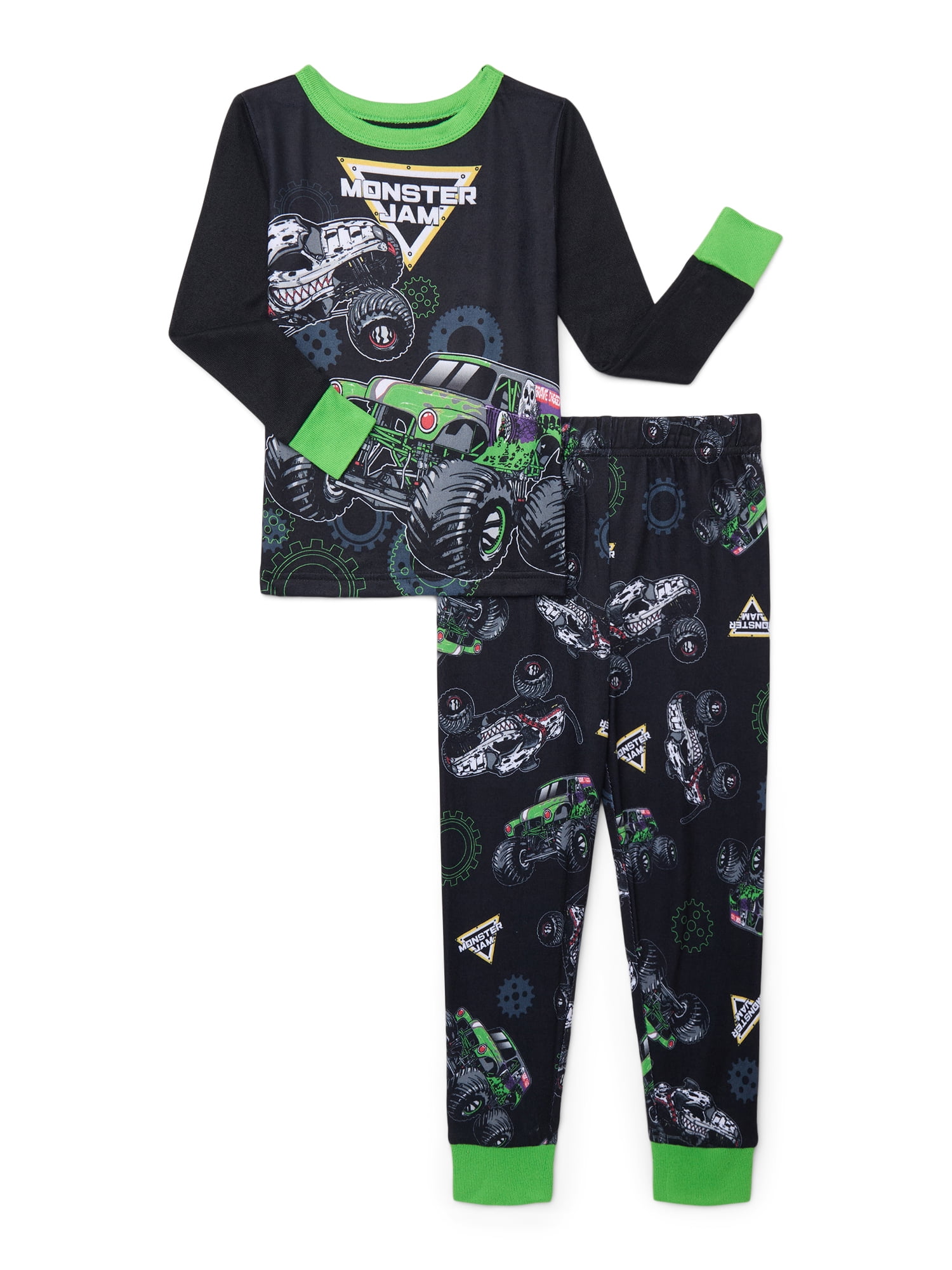 Monster Jam Boys Long Sleeve Tee and Pants Pajama Set, 2-Piece, Sizes 4-10