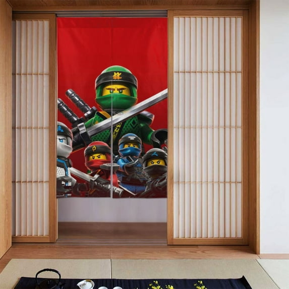 Character Ninjago Door Curtain Drape Split Doorway Curtain Room Window Hallway Closet Privacy Partition Curtain Kitchen Door Decoration 34x56in