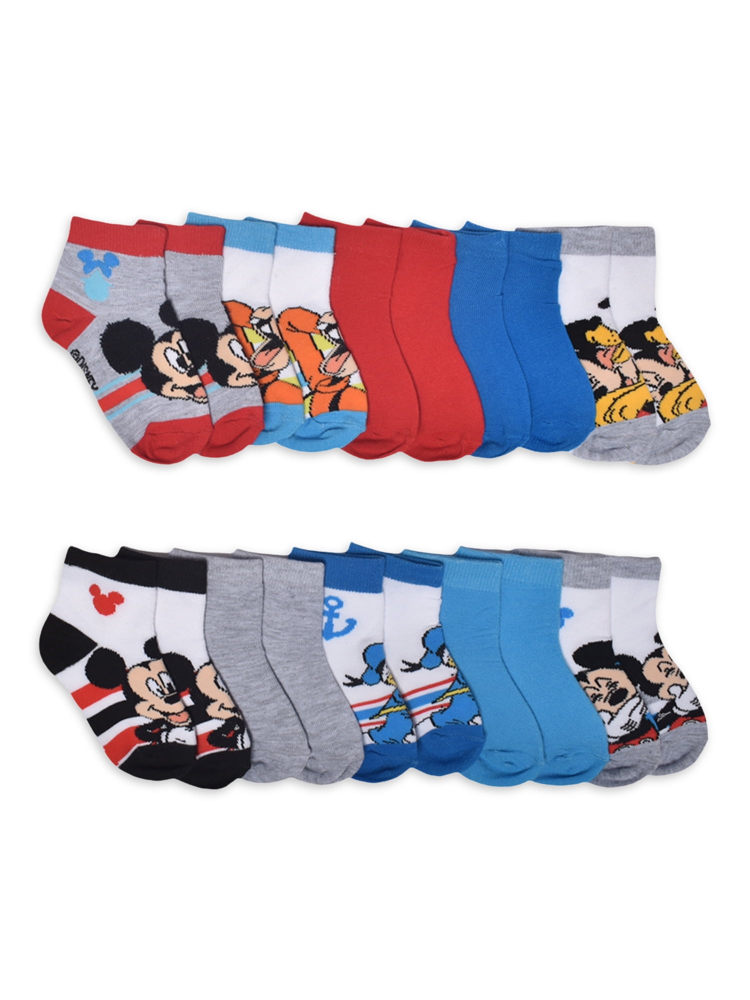 Mickey Mouse Toddler Boys Ankle Socks, 10-Pack, Sizes 12M-5T